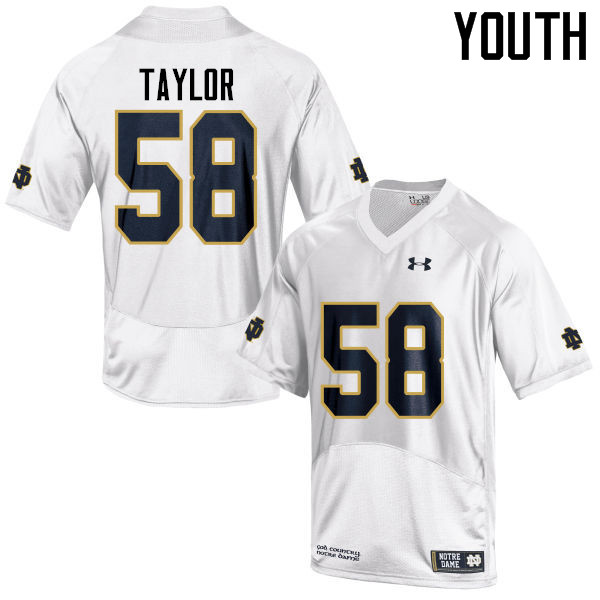 Youth #58 Elijah Taylor Notre Dame Fighting Irish College Football Jerseys-White - Click Image to Close
